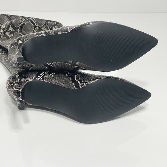 NEW Steve Madden Kinga Snake Snakeskin Stiletto Heel Boots Grey Black 7.5 - Picture 7 of 9
